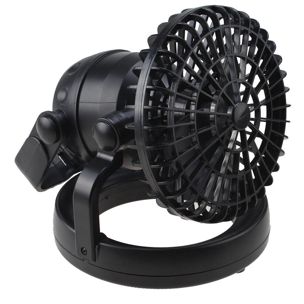 Camping Lantern; 2-in-1 Portable Camping Tent Light Fan For Outdoor Activities Doba Black